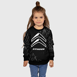 Свитшот детский Citroen speed на темном фоне со следами шин, цвет: 3D-черный — фото 2
