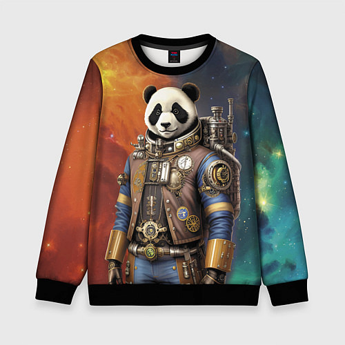 Детский свитшот Панда-космонавт - стимпанк / 3D-Черный – фото 1