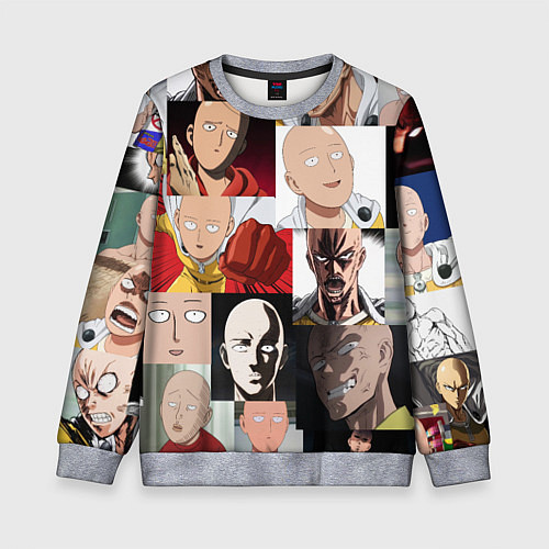Детский свитшот Saitama - many faces / 3D-Меланж – фото 1