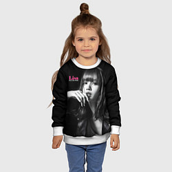 Свитшот детский Blackpink Lisa in leather jacket, цвет: 3D-белый — фото 2