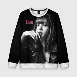 Свитшот детский Blackpink Lisa in leather jacket, цвет: 3D-белый