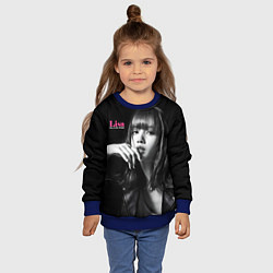 Свитшот детский Blackpink Lisa in leather jacket, цвет: 3D-синий — фото 2