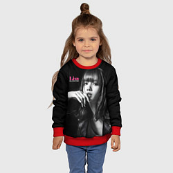 Свитшот детский Blackpink Lisa in leather jacket, цвет: 3D-красный — фото 2