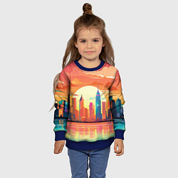Свитшот детский Городской пейзаж на рассвете, цвет: 3D-синий — фото 2