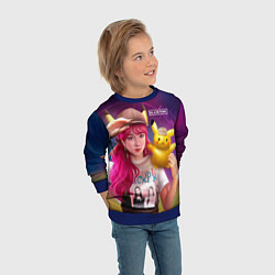 Свитшот детский Jisoo and Pikachu, цвет: 3D-синий — фото 2