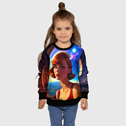 Свитшот детский Девушка в спиральном тоннеле, цвет: 3D-черный — фото 2
