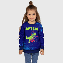 Свитшот детский Артем рокозавр, цвет: 3D-синий — фото 2