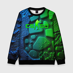 Свитшот детский CS GO green black abstract, цвет: 3D-черный