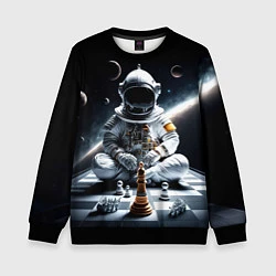 Свитшот детский Космонавт и шахматы, цвет: 3D-черный