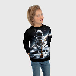 Свитшот детский Космонавт и шахматы, цвет: 3D-черный — фото 2