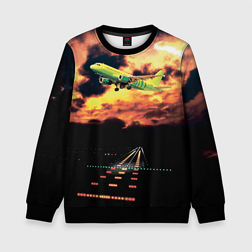 Детский свитшот Боинг 737 Суровый закат / 3D-Черный – фото 1