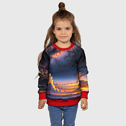 Свитшот детский Млечный путь и облака на закате, цвет: 3D-красный — фото 2