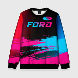 Свитшот детский Ford - neon gradient: символ сверху, цвет: 3D-черный