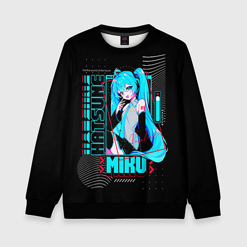 Детский свитшот Девочка Хацуне Мику / 3D-Черный – фото 1