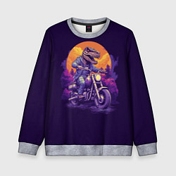Свитшот детский Динозавр на мотоцикле, цвет: 3D-меланж