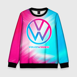 Свитшот детский Volkswagen neon gradient style, цвет: 3D-черный