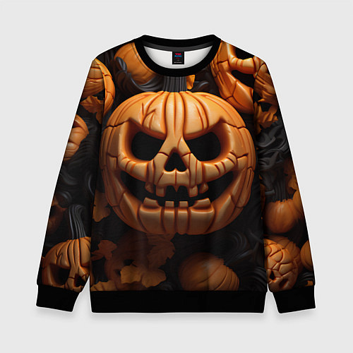 Детский свитшот Pumpkin Halloween / 3D-Черный – фото 1