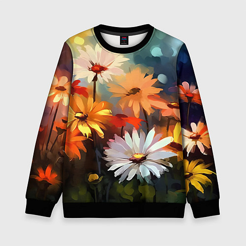 Детский свитшот Маслянные ромашки / 3D-Черный – фото 1
