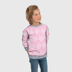 Свитшот детский Розовое кружево сердечки, цвет: 3D-меланж — фото 2