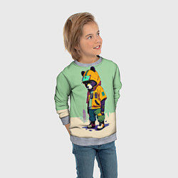 Свитшот детский Прикольный мишутка - городской стиль, цвет: 3D-меланж — фото 2