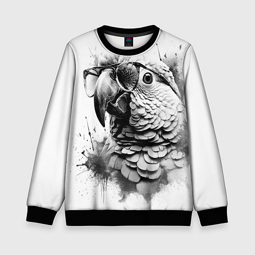 Детский свитшот Попугай ара в старинных очках / 3D-Черный – фото 1