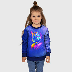 Свитшот детский Neon tiger - neural network, цвет: 3D-синий — фото 2