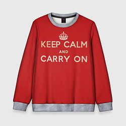 Свитшот детский Keep Calm and Carry On, цвет: 3D-меланж