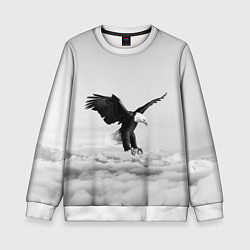 Детский свитшот Орёл в облаках черно-белый