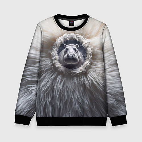 Детский свитшот Брутальный бегемот / 3D-Черный – фото 1