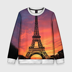 Свитшот детский Эйфелева башня - закат, цвет: 3D-белый