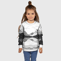 Свитшот детский Минималистичный пейзаж чб, цвет: 3D-белый — фото 2