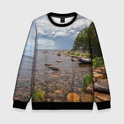 Свитшот детский Лодка на Ладоге, цвет: 3D-черный