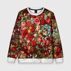 Свитшот детский Платок цветочный узор, цвет: 3D-белый