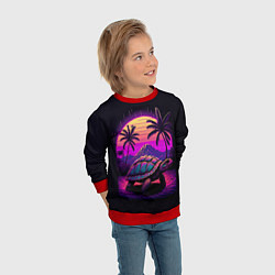 Свитшот детский Синтвейв Черепаха, цвет: 3D-красный — фото 2