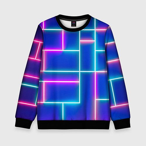 Детский свитшот Неон линии / 3D-Черный – фото 1