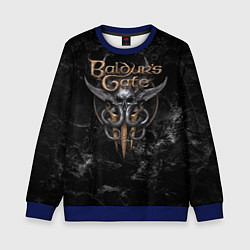 Свитшот детский Baldurs Gate 3 dark logo, цвет: 3D-синий