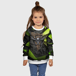 Свитшот детский Baldurs Gate 3 logo green abstract, цвет: 3D-белый — фото 2