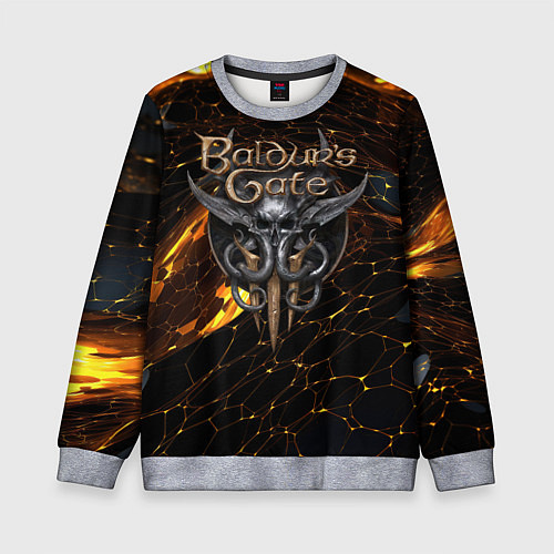 Детский свитшот Baldurs Gate 3 logo gold and black / 3D-Меланж – фото 1