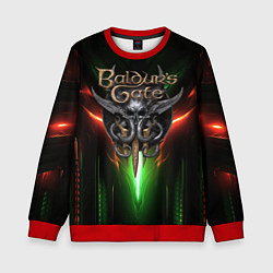 Свитшот детский Baldurs Gate 3 logo green red light, цвет: 3D-красный