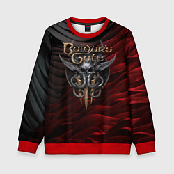 Свитшот детский Baldurs Gate 3 logo dark red black, цвет: 3D-красный