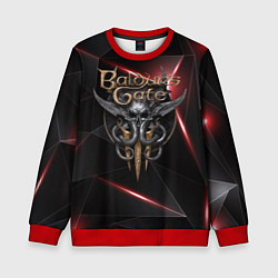 Свитшот детский Baldurs Gate 3 logo black red, цвет: 3D-красный