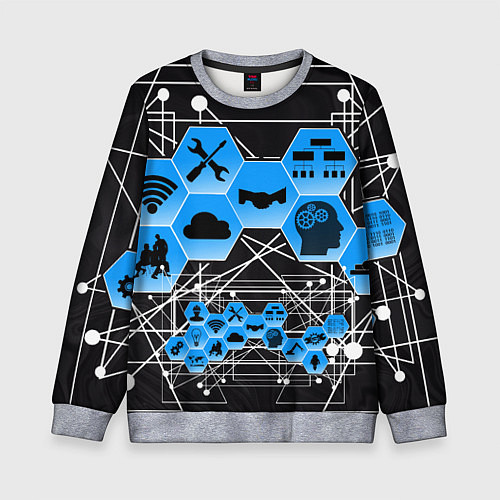 Детский свитшот Виртуальный мир / 3D-Меланж – фото 1