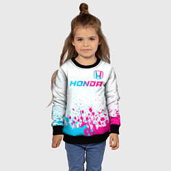 Свитшот детский Honda neon gradient style: символ сверху, цвет: 3D-черный — фото 2