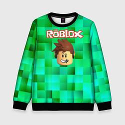 Свитшот детский Roblox head на пиксельном фоне, цвет: 3D-черный