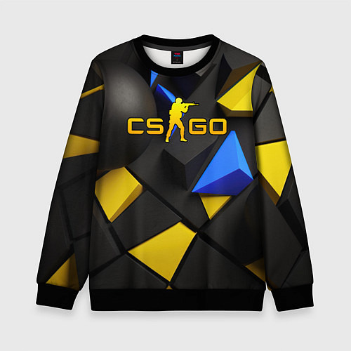 Детский свитшот CSGO blue yellow abstract / 3D-Черный – фото 1