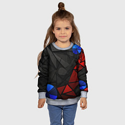 Свитшот детский Black blue red elements, цвет: 3D-меланж — фото 2