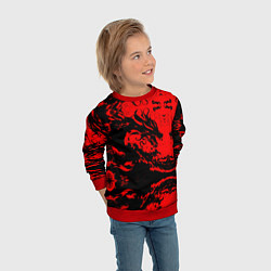 Свитшот детский Черный дракон на красном небе, цвет: 3D-красный — фото 2