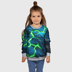 Свитшот детский Разлом зеленых плит, цвет: 3D-меланж — фото 2