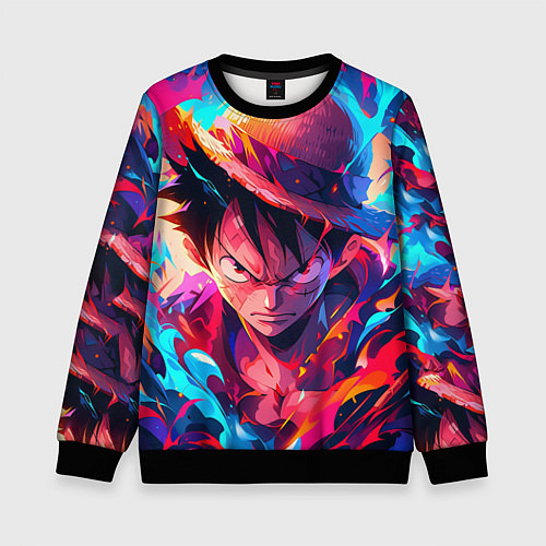 Детский свитшот Луффи из Ван Пис - разноцветный / 3D-Черный – фото 1