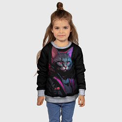 Свитшот детский Кот в стиле киберпанк, цвет: 3D-меланж — фото 2